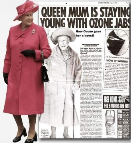  La reine d'Angleterre Elizabeth est restée jeune avec l'Ozonothérapie